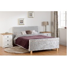 Shelby 4ft 6 Double Sleigh Bed High Foot End in Grey Crushed Velvet